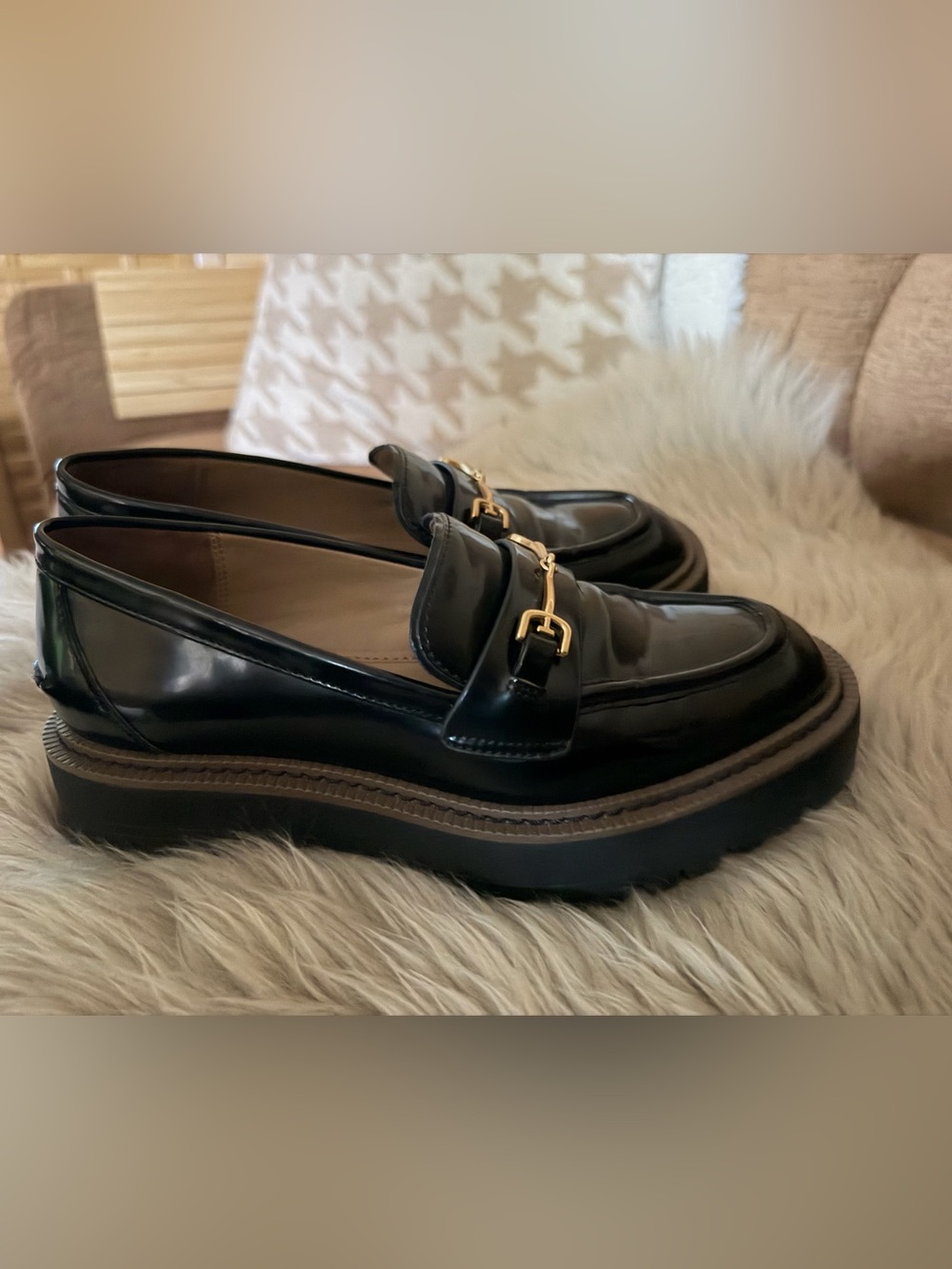 Sam Edelman Black Patent Platform Bit Loafers